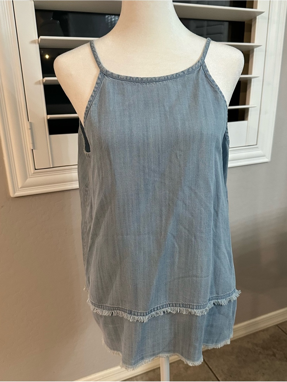 LOFT Light Blue Denim-Look Halter Camisole